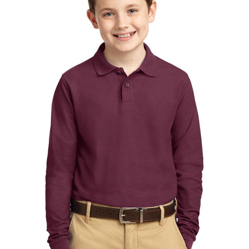 Youth Long Sleeve Silk Touch Polo Thumbnail